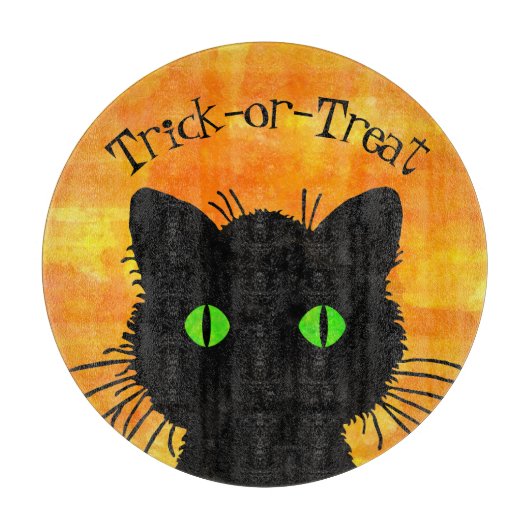 Flüchtige Blick-A-Boo Black Cat Orange Trick-oder- Schneidebrett (Vorderseite)