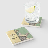 Flüchtige Blick A Boo Cat Dog Steinuntersetzer (Seitenansicht)