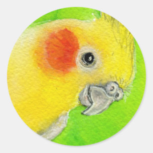 Flüchtige Blick-a-boo Cockatiel Runder Aufkleber