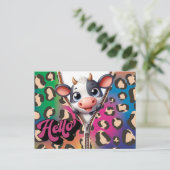 Flüchtige Blick A Boo Cow Hallo Postkarte (Stehend Vorderseite)
