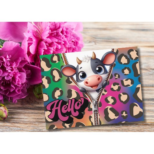 Flüchtige Blick A Boo Cow Hallo Postkarte