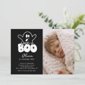 Flüchtige Blick A Boo Ghost Foto Geburtstag Einladung (Stehend Vorderseite)