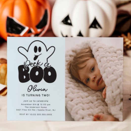 Flüchtige Blick A Boo Ghost Foto Geburtstag Einladung