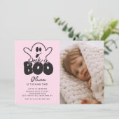 Flüchtige Blick A Boo Ghost Foto Geburtstag Einladung (Stehend Vorderseite)