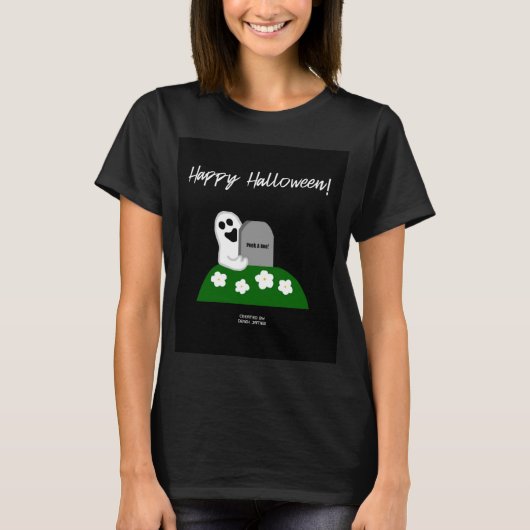 Flüchtige Blick A Boo Ghost Women's Black Basic T  T-Shirt (Vorderseite)