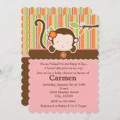 Flüchtige Blick A Boo Girl Monkey Kinderdusche Ein Einladung (Vorne/Hinten)