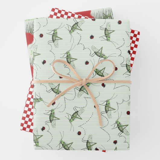 Flüchtige Blick-a-Boo Grasshopper 1st Birthday Pic Geschenkpapier Set (Beispiel)