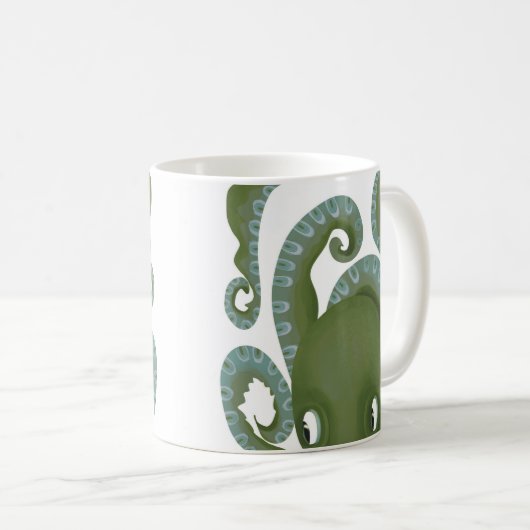 Flüchtige Blick-A-Boo-Grüner Kraken Kaffeetasse (VorderseiteRechts)