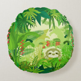 Flüchtige Blick a Boo Jungle Sloth Rundes Kissen