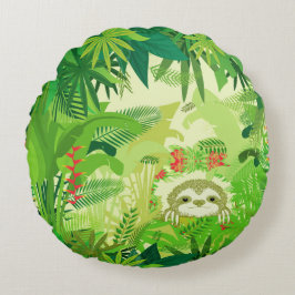 Flüchtige Blick a Boo Jungle Sloth Rundes Kissen
