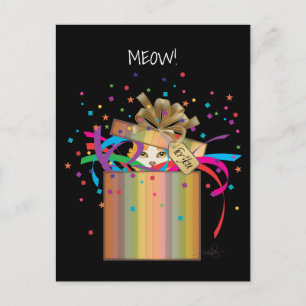 Flüchtige Blick-a-Boo-Katze in einer Schachtel Einladungspostkarte