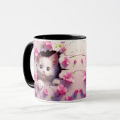 Flüchtige Blick-a-Boo Kitten Blossom Tasse (Vorderseite Links)