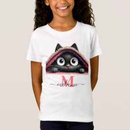 Flüchtige Blick-a-Boo Kitten Name Monogram Girls' T-Shirt