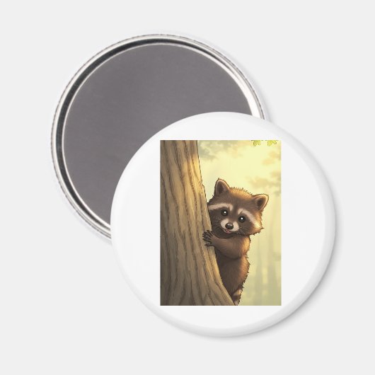 "Flüchtige Blick-a-Boo Raccoon" Magnet (Vorderseite/Rückseite)