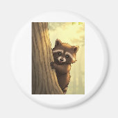 "Flüchtige Blick-a-Boo Raccoon" Magnet (Vorne)