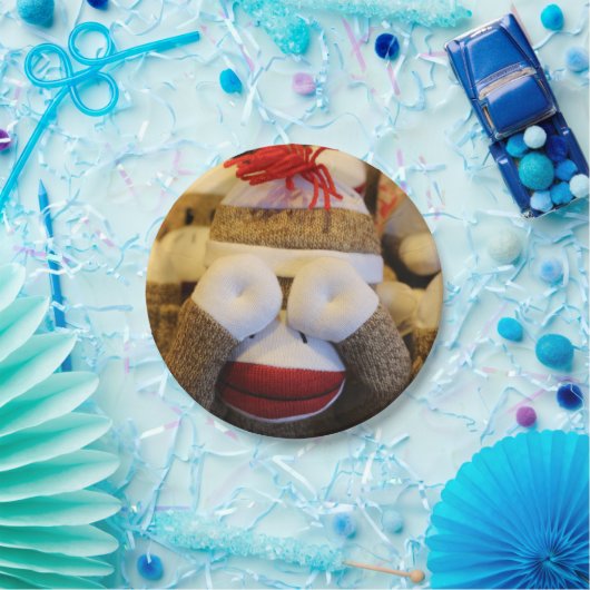 Flüchtige Blick-a-boo-Sock-Affe Pappteller (Party)