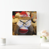 flüchtige Blick-a-boo-Sock-Affe Quadratische Wanduhr (Zuhause)