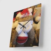flüchtige Blick-a-boo-Sock-Affe Quadratische Wanduhr (Winkel)