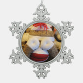 flüchtige Blick-a-boo-Sock-Affe Schneeflocken Zinn-Ornament (Vorderseite)