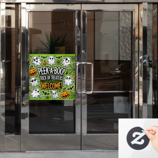 Flüchtige Blick-a-Boo-Trick oder Treaters Begrüßun Fensteraufkleber (Büro Tür)