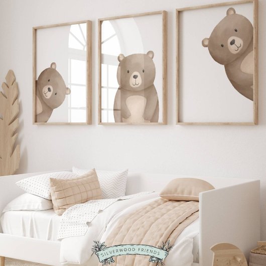 Flüchtige Blick Bear Kinderzimmer Prints - 002 Bilderwand Sets