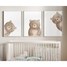 Flüchtige Blick Bear Kinderzimmer Prints - 002