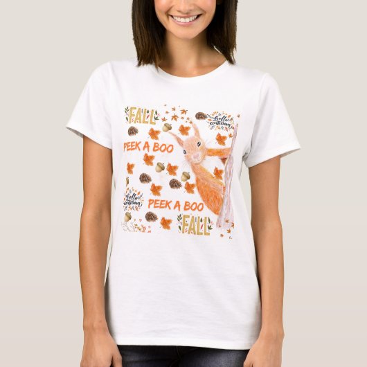 Flüchtige Blick ein Eichhörnchen Herbstwirbel Kiss T-Shirt (Vorderseite)