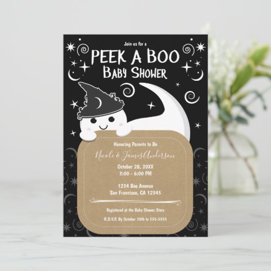 Flüchtige Blick einer BOO Ghost Hexendusche Einladung (Stehend Vorderseite)