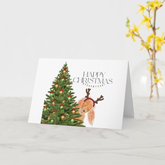 Flüchtige Blick einer Booghundin Weihnachtskarte Karte (Gelbe Blume)