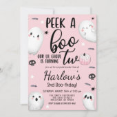 Flüchtige Blick eines Boo Ghost Pastell Pink Hallo Einladung (Vorderseite)