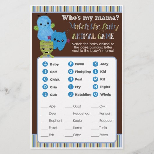 Flüchtige Blick eines Boo Monsters Baby Shower Gam (Vorderseite)