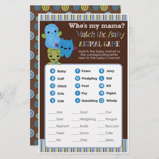 Flüchtige Blick eines Boo Monsters Baby Shower Gam (Vorne/Hinten)