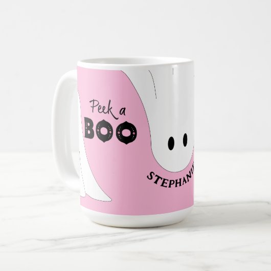 Flüchtige Blick eines Personalisierten Ghost Pink  Kaffeetasse (Vorderseite Links)