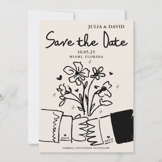 Flüchtige Blütenhochzeit spart das Datum Save The Date (Vorderseite)