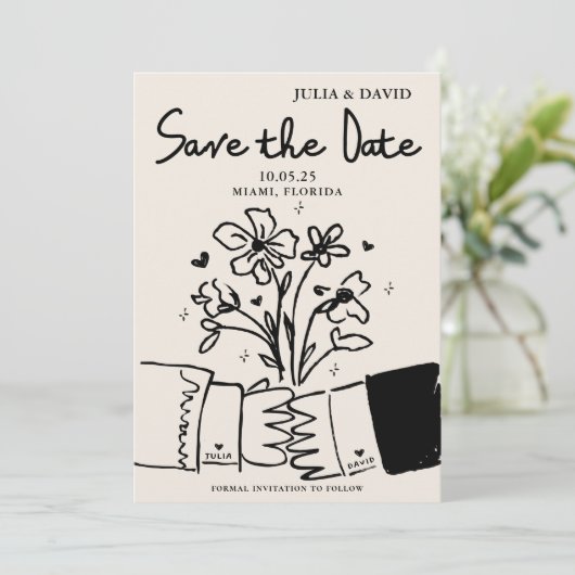 Flüchtige Blütenhochzeit spart das Datum Save The Date (Stehend Vorderseite)