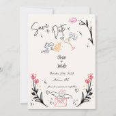 Flüchtige Hand Drawn Cupid Scribble Bow Wedding Einladung (Vorderseite)