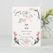 Flüchtige Hand Drawn Cupid Scribble Bow Wedding Einladung (Stehend Vorderseite)