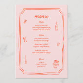Flüchtige Hand Drawn Fun Retro Hochzeit Menükarte (Vorderseite)