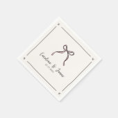 Flüchtige Hand Drawn Pink Bow Hochzeit Serviette (Ecke)