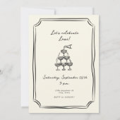Flüchtige Hand Drawn Wedding Black Einladung (Rückseite)