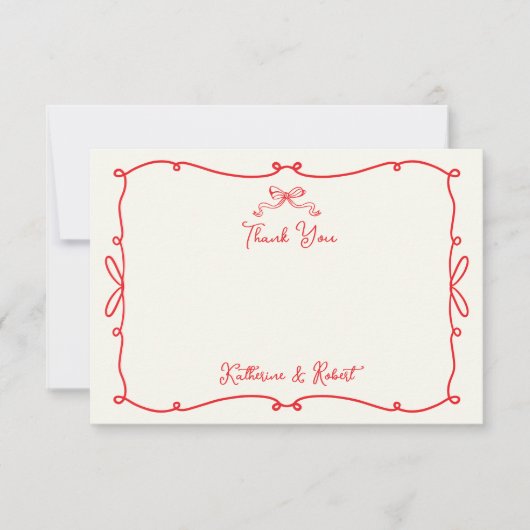 Flüchtige Hand gezeichnete Bogen Hochzeit Danke Ka (Vorderseite)