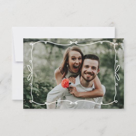 Flüchtige Hand gezeichnete Bogen Hochzeit Danke Ka (Rückseite)