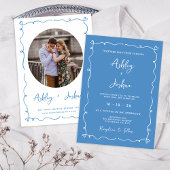 Flüchtige Hand gezogen blauen Rahmen Herz Hochzeit Einladung