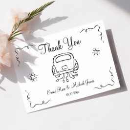 Flüchtige handgezeichnete Hochzeit Dankeskarte