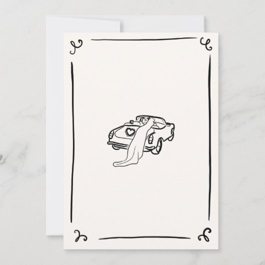 Flüchtige handgezeichnete Hochzeit Einladung (Rückseite)