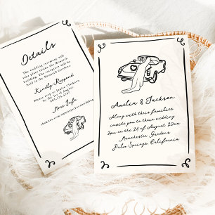 Flüchtige handgezeichnete Hochzeit Einladung