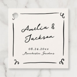 Flüchtige handgezeichnete Hochzeit Geschenkanhänger