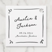 Flüchtige handgezeichnete Hochzeit Geschenkanhänger (Rückseite)