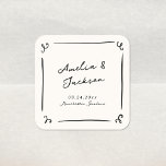 Flüchtige handgezeichnete Hochzeit Quadratischer Aufkleber<br><div class="desc">Dieses bezaubernde Design zeichnet sich durch handgezeichnete Elemente und einen skurrilen,  fetten Text aus.</div>