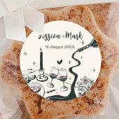 Flüchtige handgezeichnete Hochzeit Runder Aufkleber